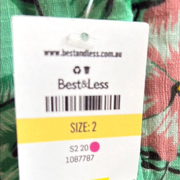 Green and Pink Casual Dress with Floral Patterns - Picture 2 of 7